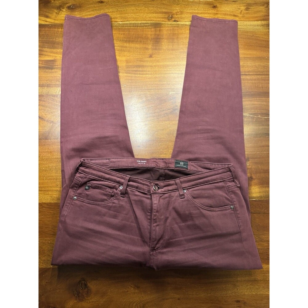AG Adriano Goldschmied The Prima Cigarette Stretch Leg Jeans 30R Burgundy